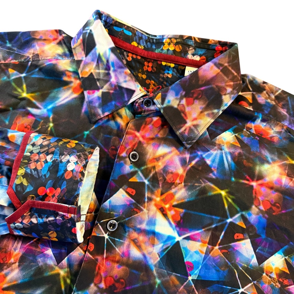 Robert Graham Mens 1XL Button Down Shirt Geometric Prism Kaleidoscope Cotton L/S